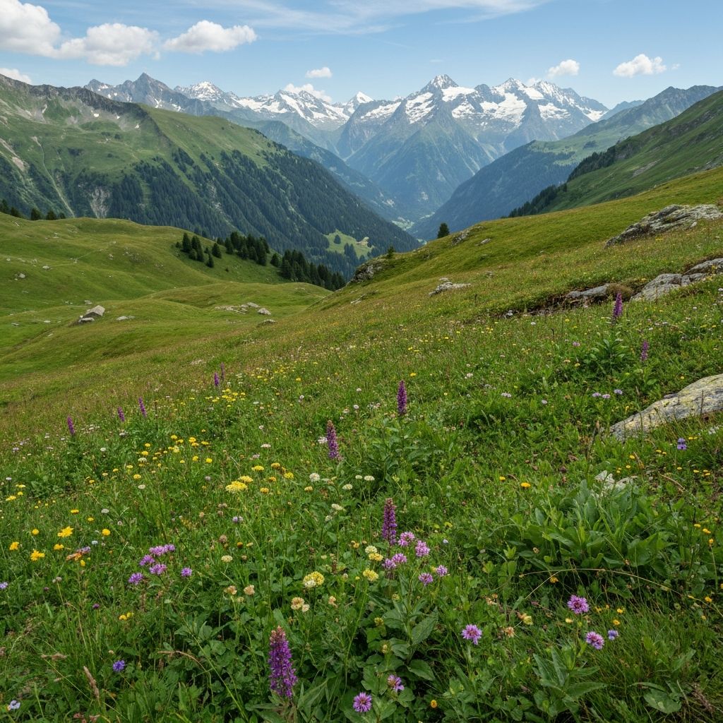 Alpine meadow with herbs